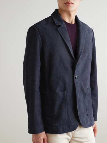 Marineblauer leder blazer - leder,