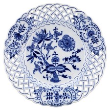 Durchbruchteller klein Czechoslovakia Tschechien Original Bohemia Zwiebelmuster