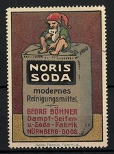 Reklamemarke Noris Soda - modernes Reinigungsmittel, Seifenfabrik Georg Böhner, 