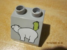 Lego duplo 5633 Polartiergehege Motivstein Eisbär grau Zoo Tiergarten Baustein