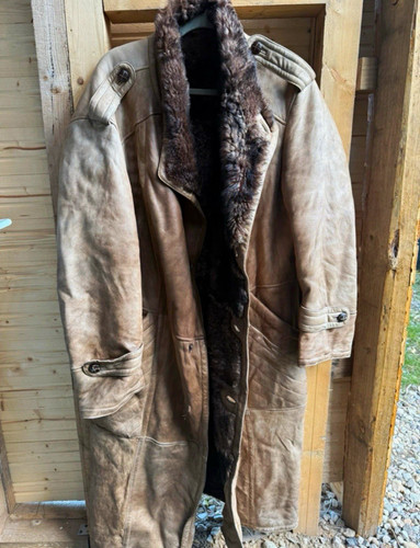 Unisex mantel lang leder braun - lang,
