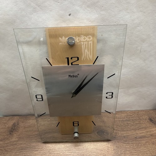 Mebus wanduhr glas holz modern - wanduhr,