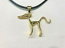 Hund Hals Anhänger 24 Karat vergoldet mit Lederband Edelstahl Gold 