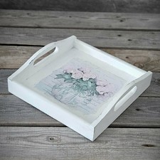 Vintage Holztablett 24x24 cm