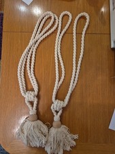 Raffhalter Gardinen mit dekorative Quasten Creme  Ca.54cm Baumwolle
