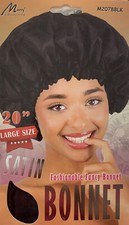 Damen Schlaf kappe Bonnet Satin Large Size Schwarz