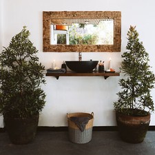 Suar Waschtischplatte für Doppelwaschbecken Gr. L lasiert 100x49x4cm wohnfreuden