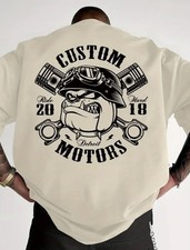 Custom Motors Herren Oversize Shirt Biker Motorcycle Harley 100% Baumwolle