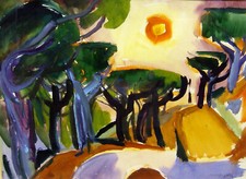 Willi Ulfig 1910 - Regensburg / Moderne Landschaft / Aquarell, signiert / 1963