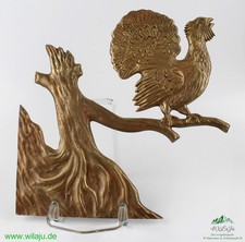 Sammlerobjekt Messing Wandbild Auerhahn Relief Deko Jäger Sammler