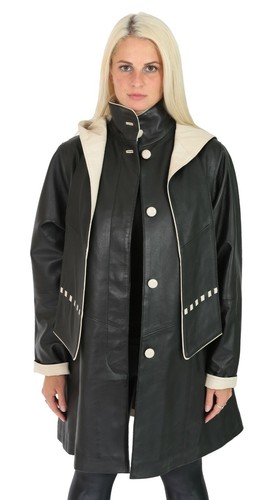 Damen parka ledermantel - damen,