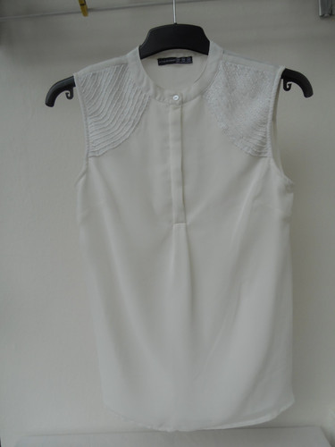Damen bluse weiß ohne arm - bluse, weiß,