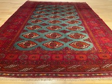 6287 Handgeknüpfter Grüner Türkmen Buchara 200x150 Orientteppich Tappeto Rug