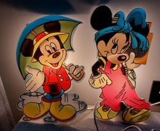 Vintage Walt Disney Wandlampen Minnie Mouse Mickey Mouse Kunststofflampen