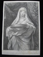 Giacomo Frey: Vestalin Tuccia Rom 1720/Vestal Virgin Print Radierung Maratti