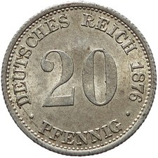 Deutschland, Kaiserreich - 20 Pfennig 1876 D, Silber [w_6103]