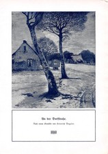 An der Dorfstraße - Heinrich Vogeler - Kunstdruck von 1913 ~20x28cm -