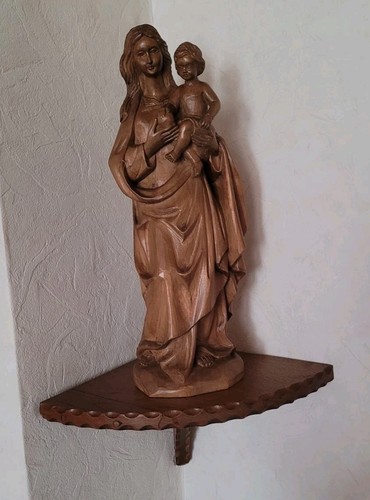 Holzfigur madonna mit kind - mit,
