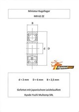 10x Kugellager MR 62 ZZ