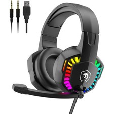Kabelgebundenes Gaming Headset Kopfhörer mit Mikrofon LED für PC Laptop PS4