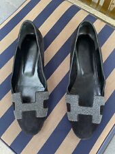 HERMES Crystal Nice Roxane Schuhe Gr. 38,5 Schwarz