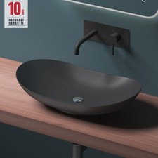Waschbecken Schwarz matt keramik Aufsatzwaschbecken Waschtisch Brüssel858 Nano