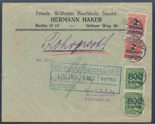 Infla rohrpostbrief - dr.,, infla-rohrpostbrief