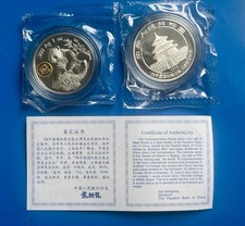 1998 China 10 Yuan Panda Gilt 1 OZ  999 Silber Aviation in Folie mit Zertifikat