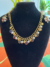 Italienisches Design?Kette ￼ Goldfarben Mit Bunten Steinen Plus Ohrringen