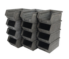 12x Schäfer Kästen LF 0,9l 163mm Zink Sichtlager Box Lagerfix Stahl Kiste 1957#2