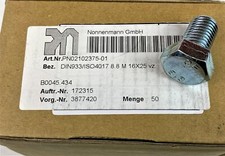 Sechskantschrauben M16x25 verzinkt DIN933/ISO4017 8.8 (VE 50Stk.), OVP