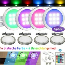 4x RGB LED Unterbauleuchte Vitrinenbeleuchtung Möbel Regalbeleuchtung Spots Set