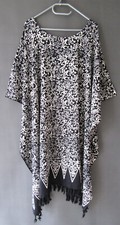 Kaftan Tunika lang SCHWARZ WEISS große Größen 2XL 3XL 4XL 52 54 56 58 60 -C327