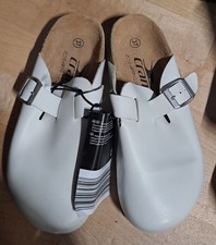 Leder Clogs mit Korkbett.Gr.37.weiss,neu mit Etikett