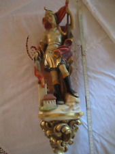 Heiliger St. Florian geschnitzt Schutzpatron für  Feuerwehr Haus  m. Wandkonsole