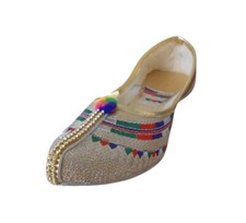 Damenschuhe Leder handgefertigte indische Hochzeit Jutties Flip Flops Mojarie...