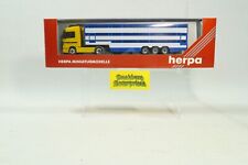 Herpa 1:87 LKW Mercedes MB Viehtransporter blau mit gelber ZM mit OVP 175823
