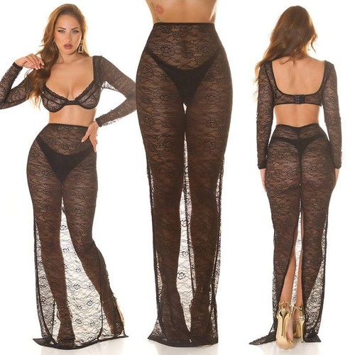 Highwaist maxirock spitzenrock - maxirock,