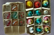 Lauscha  DDR Christbaumkugeln Weihnachtskugeln  Glas  Motiv Sterne + Pilze gebr.