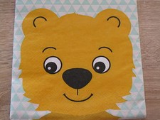 4 lose Servietten süßer Teddy, Teddygesicht