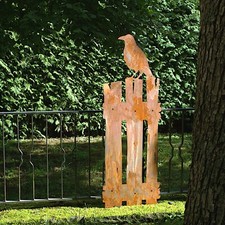 Rostiger Vogel Rabe auf Gartenzaun Gartendeko Edelrost