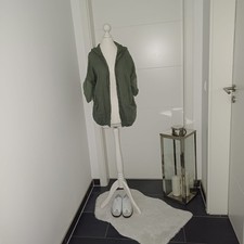 Neu leinen Jacke kapuzenblazer überwurf grün 36 38 40 leinen Italy Mode glitzer 