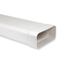 1m Flachkanal mit Muffe 150 x 70 mm Vierkantrohr Rohr Abluft Küche PVC Weiß