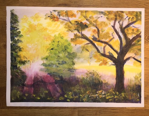 Acrylgemälde herbstwald bei - acrylgemälde,