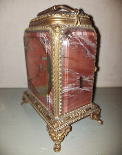 antikes Uhrengehäuse Glas Messing - Tisch Uhr Gehäuse dickes Glas Marmor Optik