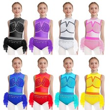 Mädchen Tüll Leotard Tanzbekleidung Glänzende Latin Jazz Dance Ballettkleidung