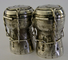 SELTEN 190g STERLINGSILBER SEKTKORKEN SALZ & PFEFFERTÖPFE 2001 HOCHZEITSGESCHENK