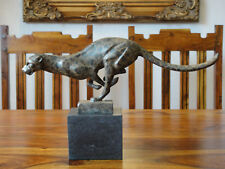 Bronze + Marmor Jaguar Statue Gepard Figur Leopard Panther Puma Tiger Löwe Edel 