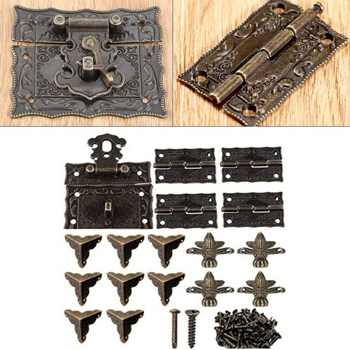 Retro holzkiste beschlag set - holzkiste,