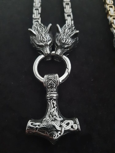 Thors hammer wolf edelstahl - hammer,